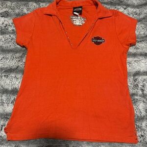 Harley-Davidson Women's Orange Short Sleeve Top